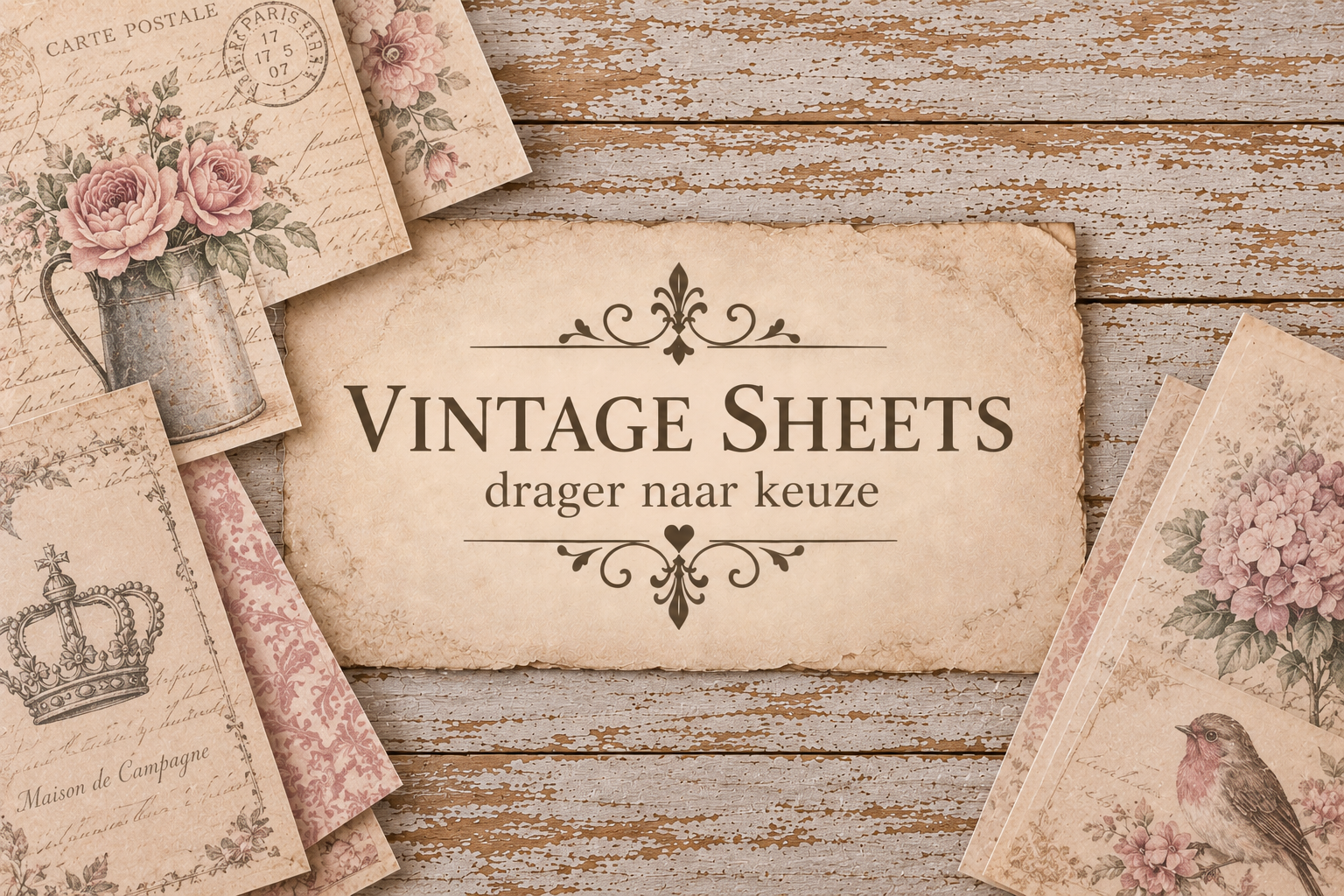 Het brocante huis Vintae sheets waarbij je zelf kan kiezen welke drager je wil